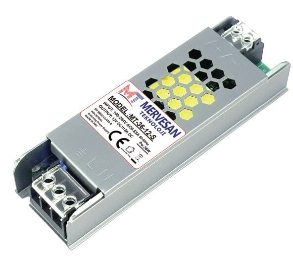 Mervesan MT-36-12-S 3 A 12 V Ultra Slim Metal Kasalı İç Mekan AC/DC (SMPS) Adaptör