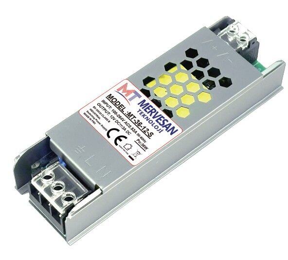 Mervesan MT-36-24-S 1.5 A 24 V Ultra Slim Metal Kasalı İç Mekan AC/DC (SMPS) Adaptör