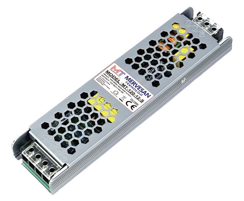 Mervesan MT-120-12-S 12V 10A 120W Slim Metal Kasalı AC/DC SMPS Adaptör