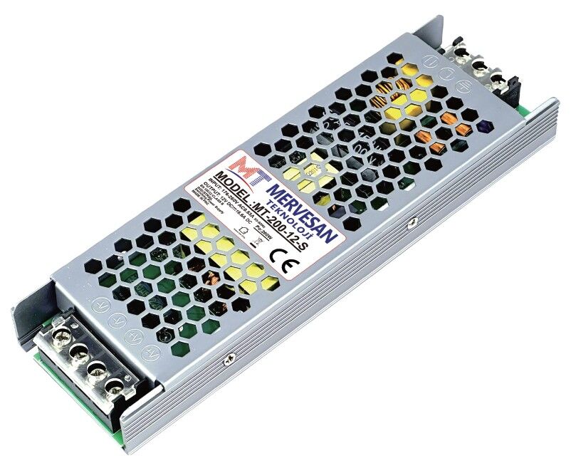 Mervesan MT-200-24-S 24V 8.5A 200W Slim Metal Kasalı AC/DC SMPS Adaptör