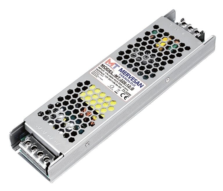 Mervesan MT-320-24-S 13.25 A 24 V Ultra Slim Metal Kasalı İç Mekan AC/DC (SMPS) Adaptör