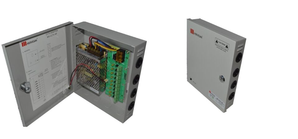 Mervesan MS-CCTV-9P/UPS 60W 12VDC 5A 9 Port Akü Şarjlı CCTV Kamera Güç Kaynağı