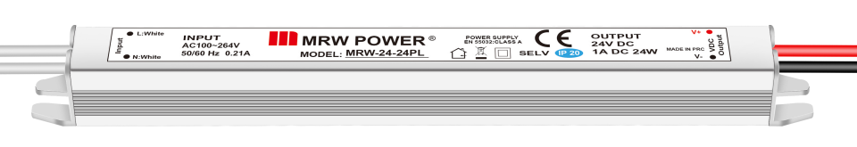 Mervesan MRW-24-24PL 24V 1A 24W Metal Kasalı Ultra Slim İç Mekan AC/DC SMPS Adaptör