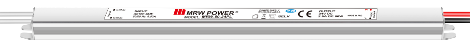 Mervesan MRW-60-24PL 24V 2.5A 60W Power Metal Kasalı Ultra Slim İç Mekan AC/DC SMPS Adaptör
