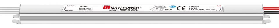 Mervesan MRW-60-24PL 24V 2.5A 60W Power Metal Kasalı Ultra Slim İç Mekan AC/DC SMPS Adaptör