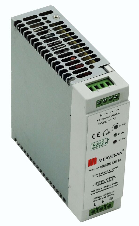 Mervesan MT-SDR-120-12 12V 10A 120W Slim Ray Montaj AC/DC SMPS Adaptör