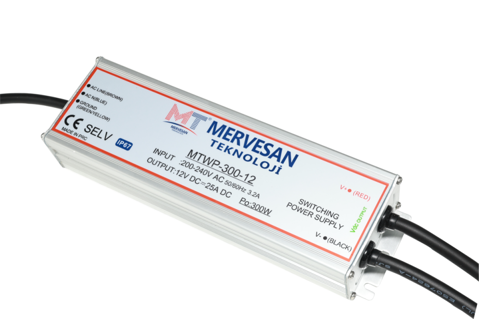 Mervesan MTWP-400-12 IP67 12V 33A 400W Sabit Voltaj AC/DC SMPS Adaptör