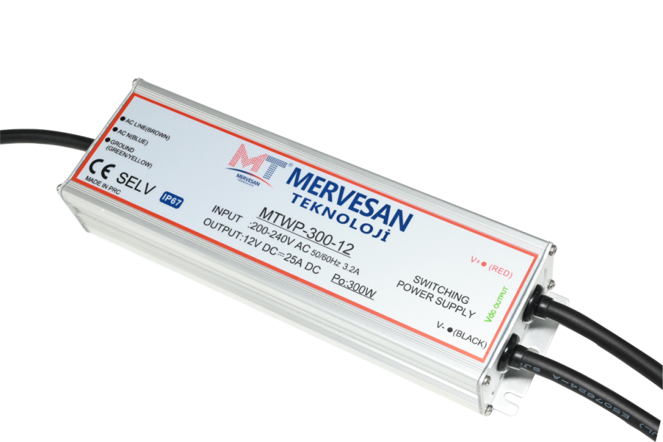 Mervesan MTWP-400-24 IP67 24V 16.6A 400W Sabit Voltaj AC/DC SMPS Adaptör