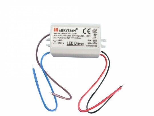Mervesan MTD-350 350mA 4.2W 2-12V IP67 Sabit Akım AC/DC SMPS LED Driver