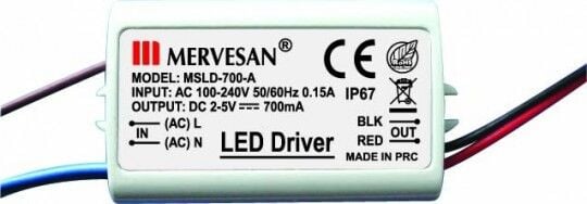 Mervesan MTD-700 700mA 4.2W 2-5V IP67 Sabit Akım AC/DC SMPS LED Driver