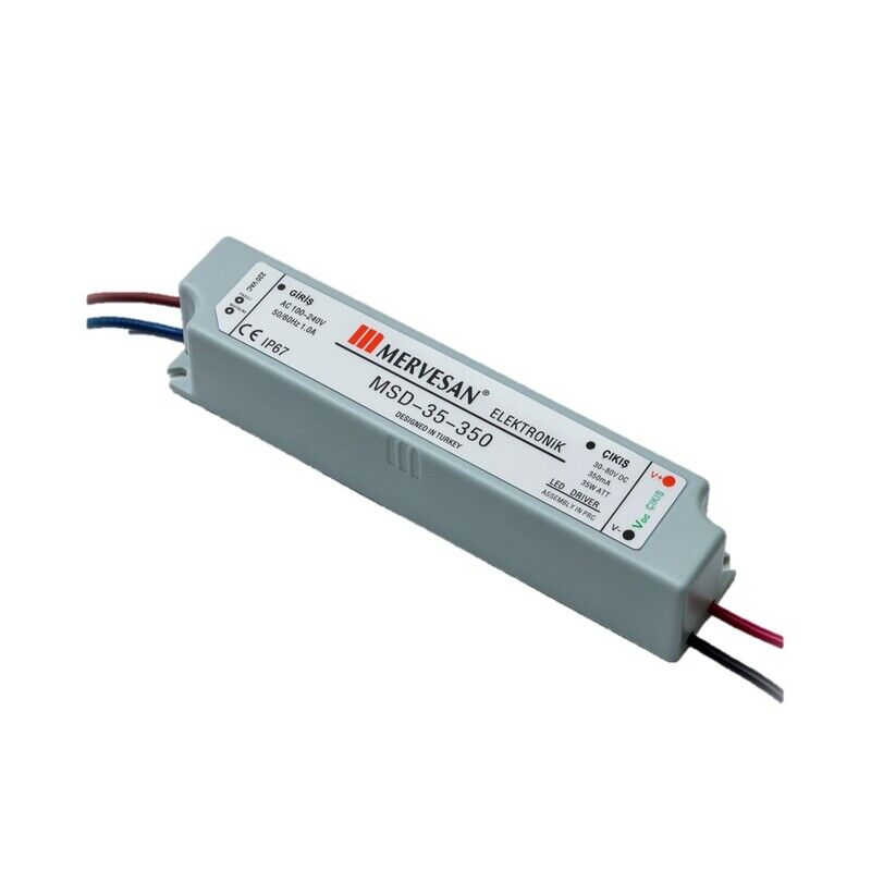 Mervesan MTD-35-300 350mA 35W 48-110V IP67 Sabit Akım AC/DC SMPS LED Driver