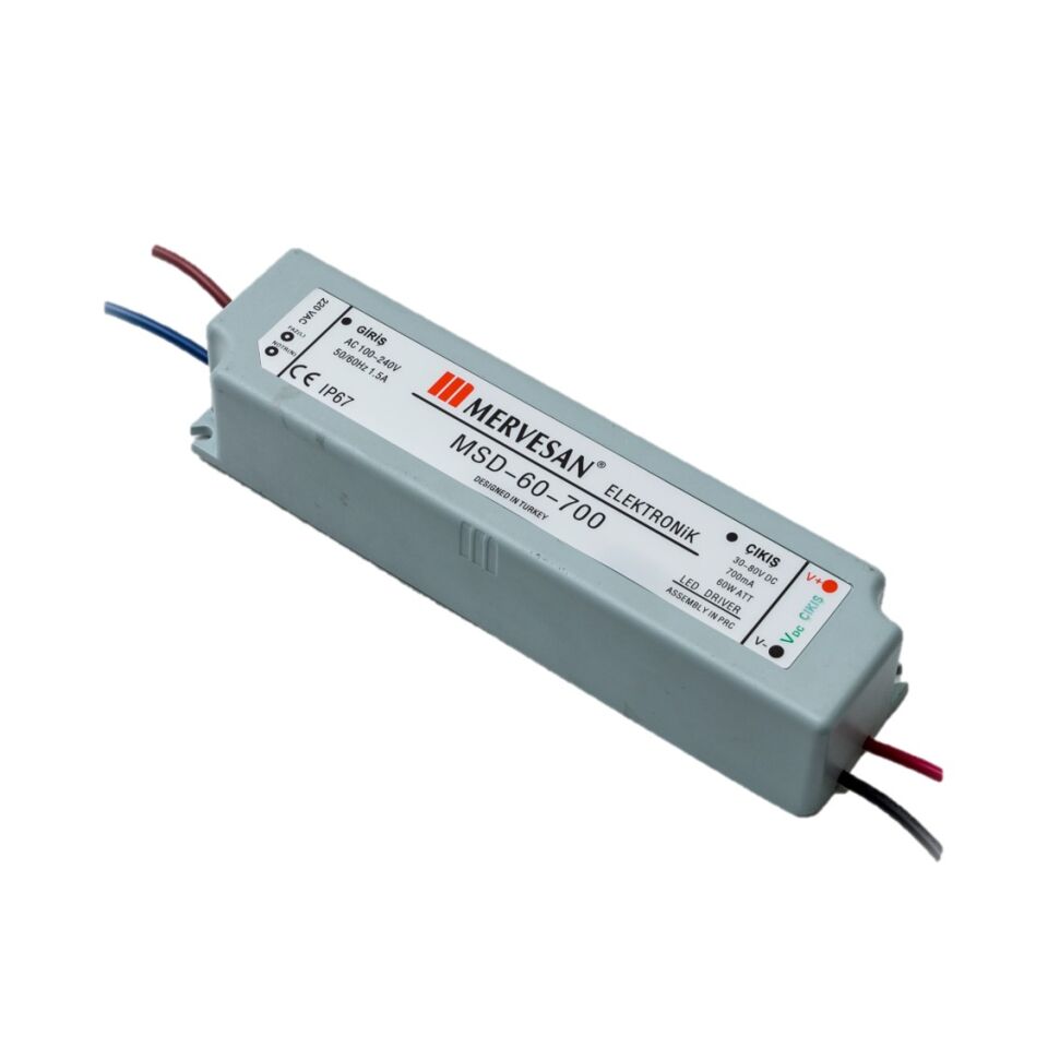 Mervesan MTD-60-700 700mA 60W 40-80V IP67 Sabit Akım AC/DC SMPS LED Driver