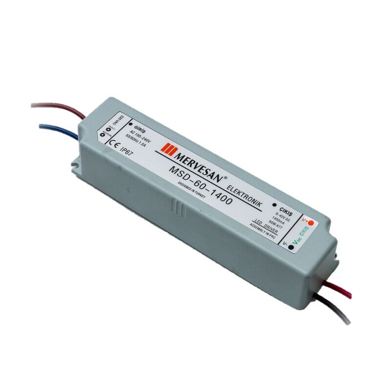 Mervesan MTD-60-1400 1400mA 60W 9-42V IP67 Sabit Akım AC/DC SMPS LED Driver