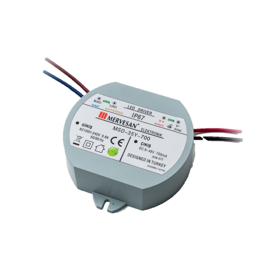 Mervesan MSD-35Y-1050 1050mA 35W 9-30V Sabit Akım Dairesel AC/DC SMPS LED Driver