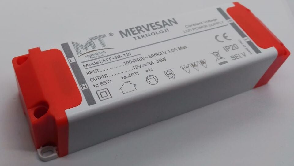 Mervesan MT-36-24İ 36W 24V 1.5A IP30 Plastik Kasa Sabit Voltaj AC/DC SMPS Adaptör