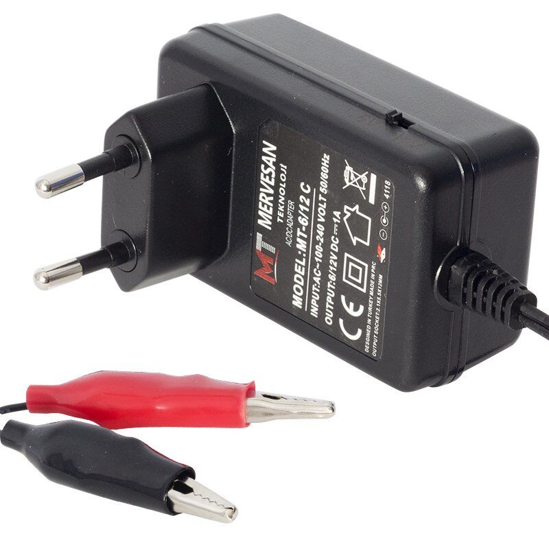 Mervesan MT-6/12C 15W 1A 6.9V/14.2V AC/DC SMPS Kurşun Asit Kuru Tip Akü Şarj Adaptörü