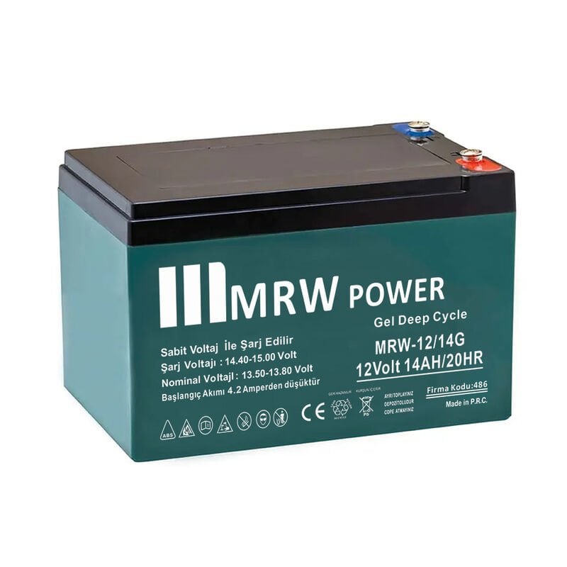 Mervesan MRW-12/14G Bakımsız Jel Akü 12V 14Ah