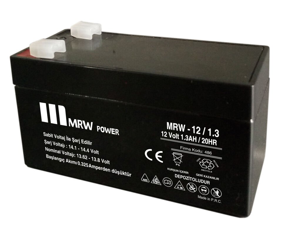 Mervesan MRW-6/1.3 6V 1.3Ah Kurşun Asit Kuru Tip Akü