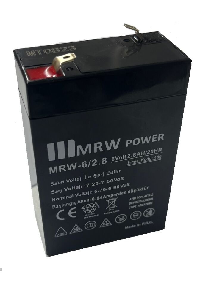 Mervesan MRW-6/2.8 6V 2.8Ah Kurşun Asit Kuru Tip Akü