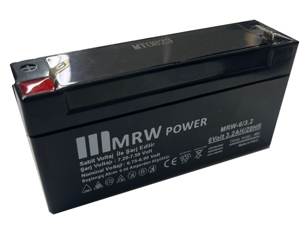 Mervesan MRW-6/3.2 6V 3.2Ah Kurşun Asit Kuru Tip Akü