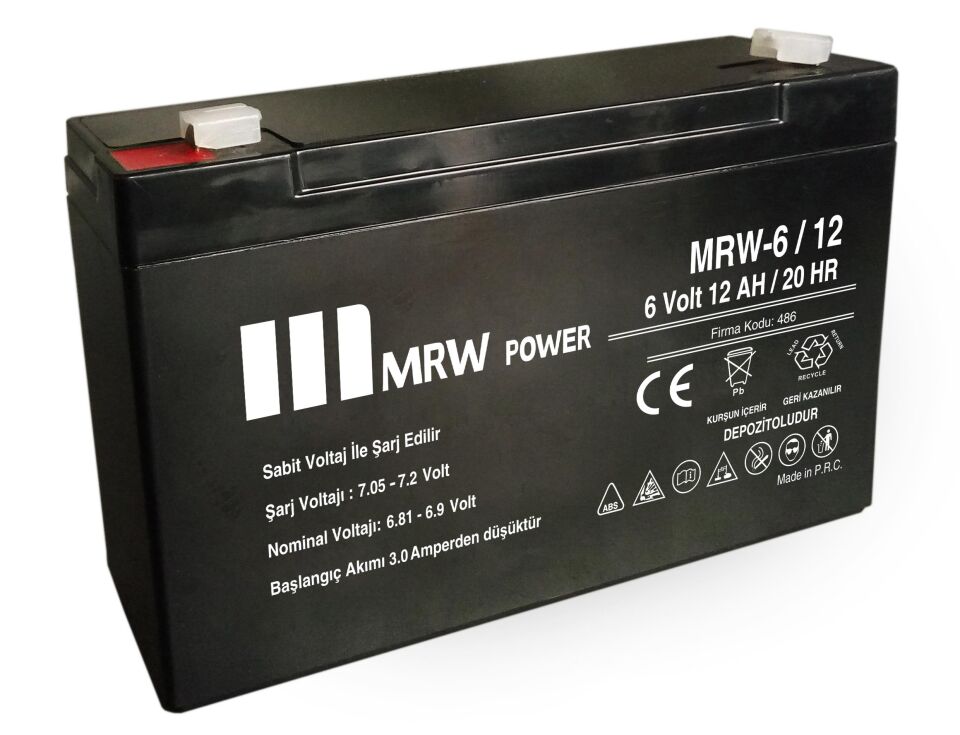 Mervesan MRW-6/12 6V 12Ah Kurşun Asit Kuru Tip Akü