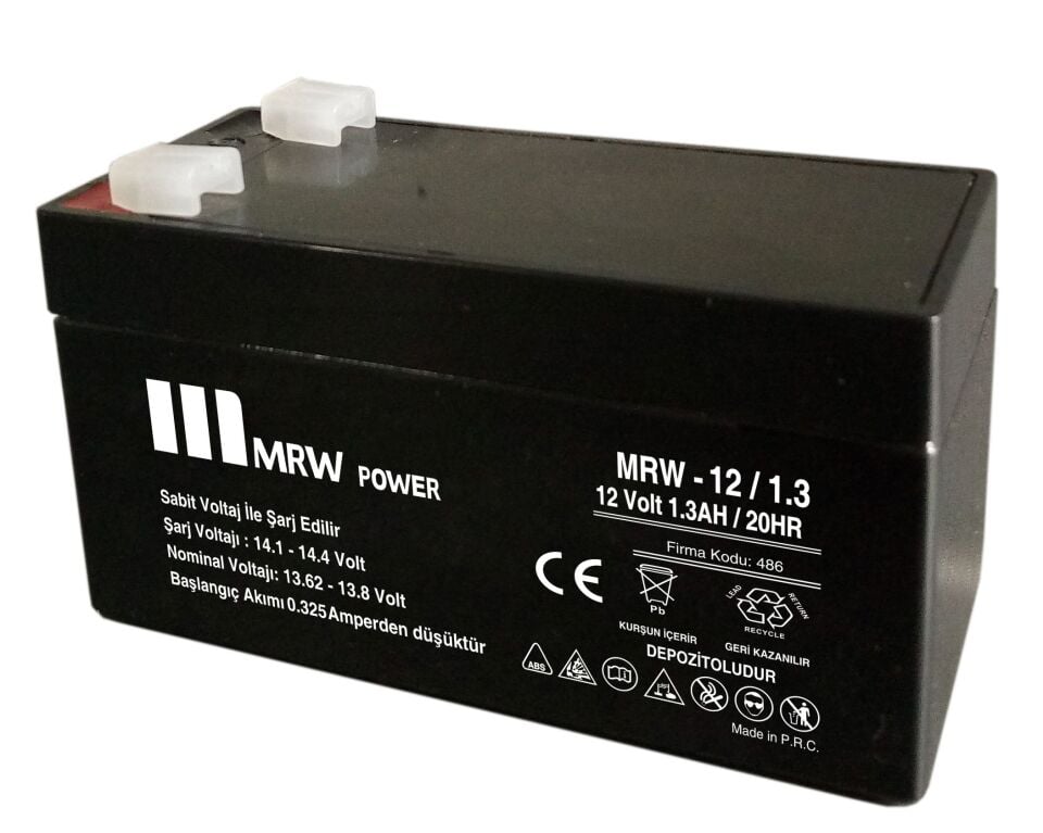 Mervesan MRW-12/1.3 12V 1.3Ah Kurşun Asit Kuru Tip Akü