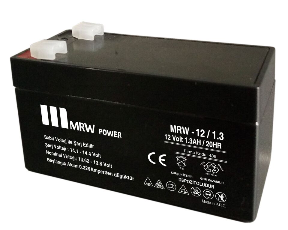 Mervesan MRW-12/1.3 12V 1.3Ah Kurşun Asit Kuru Tip Akü