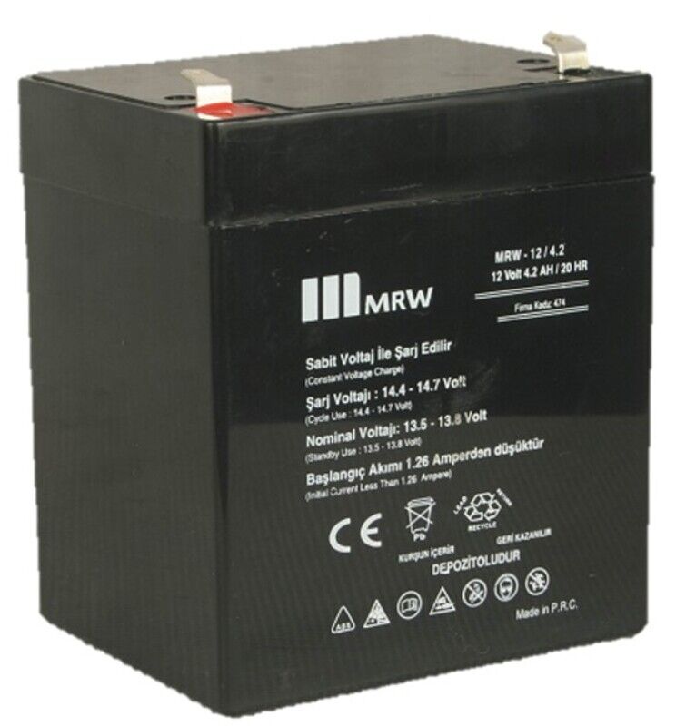 Mervesan MRW-12/4.2 12V 4.2Ah Kurşun Asit Kuru Tip Akü