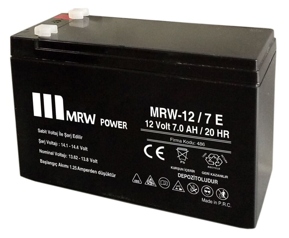 Mervesan MRW-12/7E 12V 7Ah Kurşun Asit Kuru Tip Akü