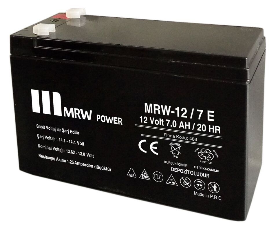 Mervesan MRW-12/7 12V 7Ah Kurşun Asit Kuru Tip Akü