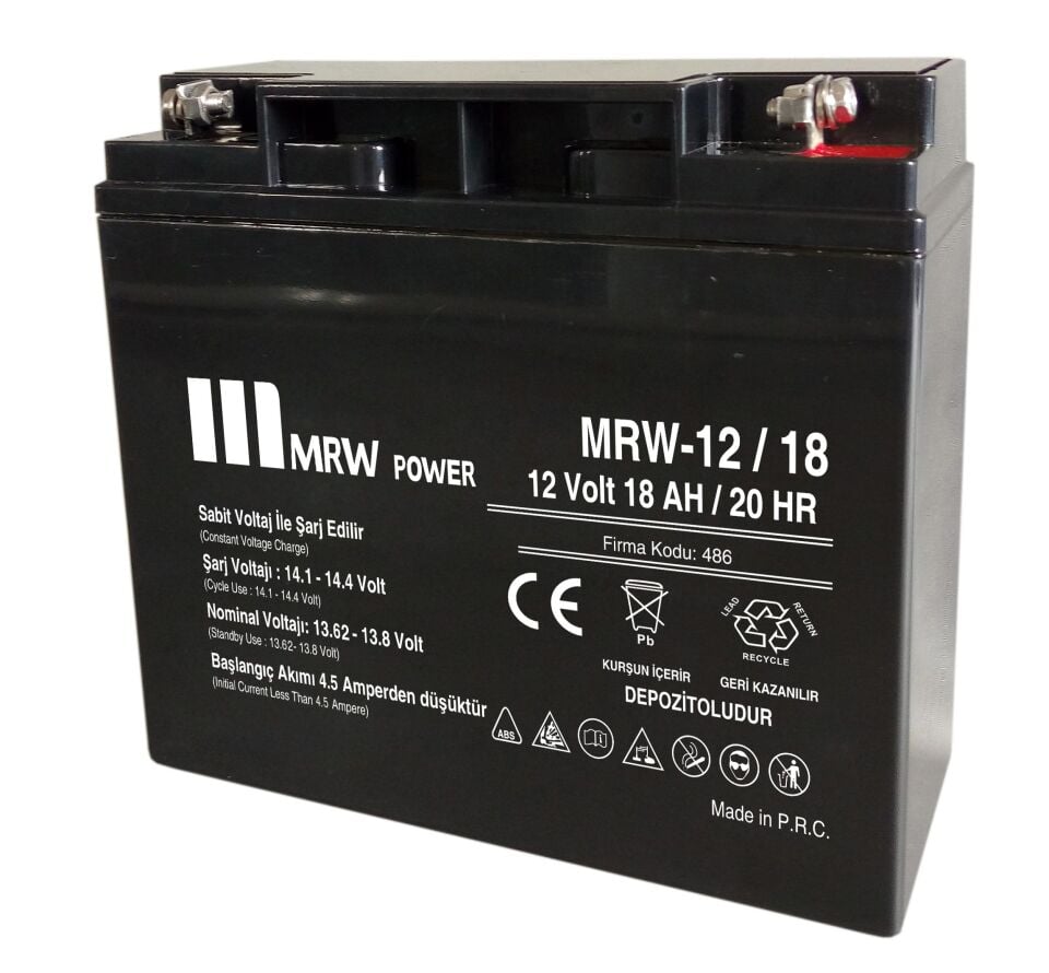 Mervesan MRW-12/18 12V 18Ah Kurşun Asit Kuru Tip Akü