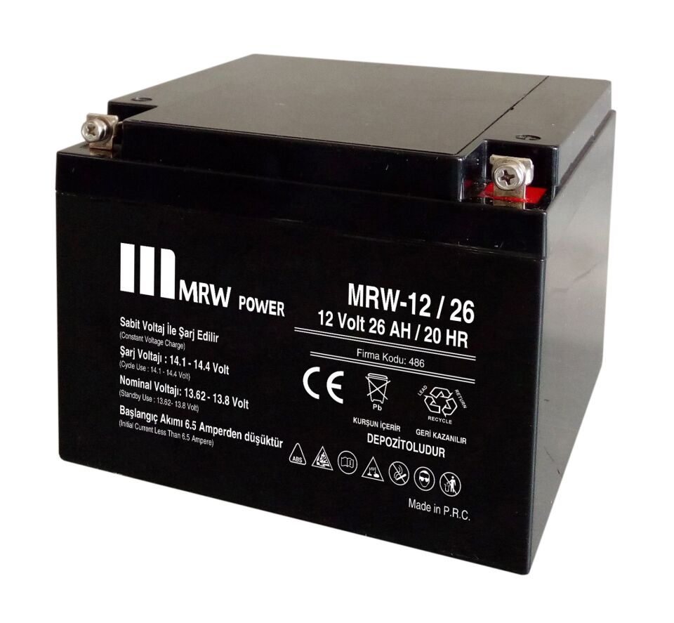 Mervesan MRW-12/26 12V 26Ah Kurşun Asit Kuru Tip Akü