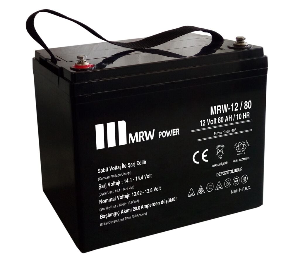 Mervesan MRW-12/80 12V 80Ah Kurşun Asit Kuru Tip Akü