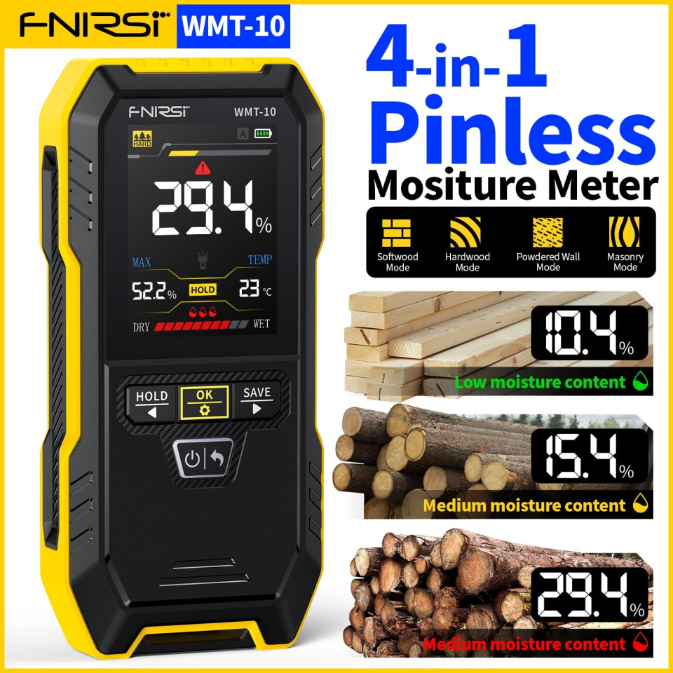 Fnirsi WMT-10 Temassız Endüktif Ahşap ve Duvar Nem Ölçer Higrometre