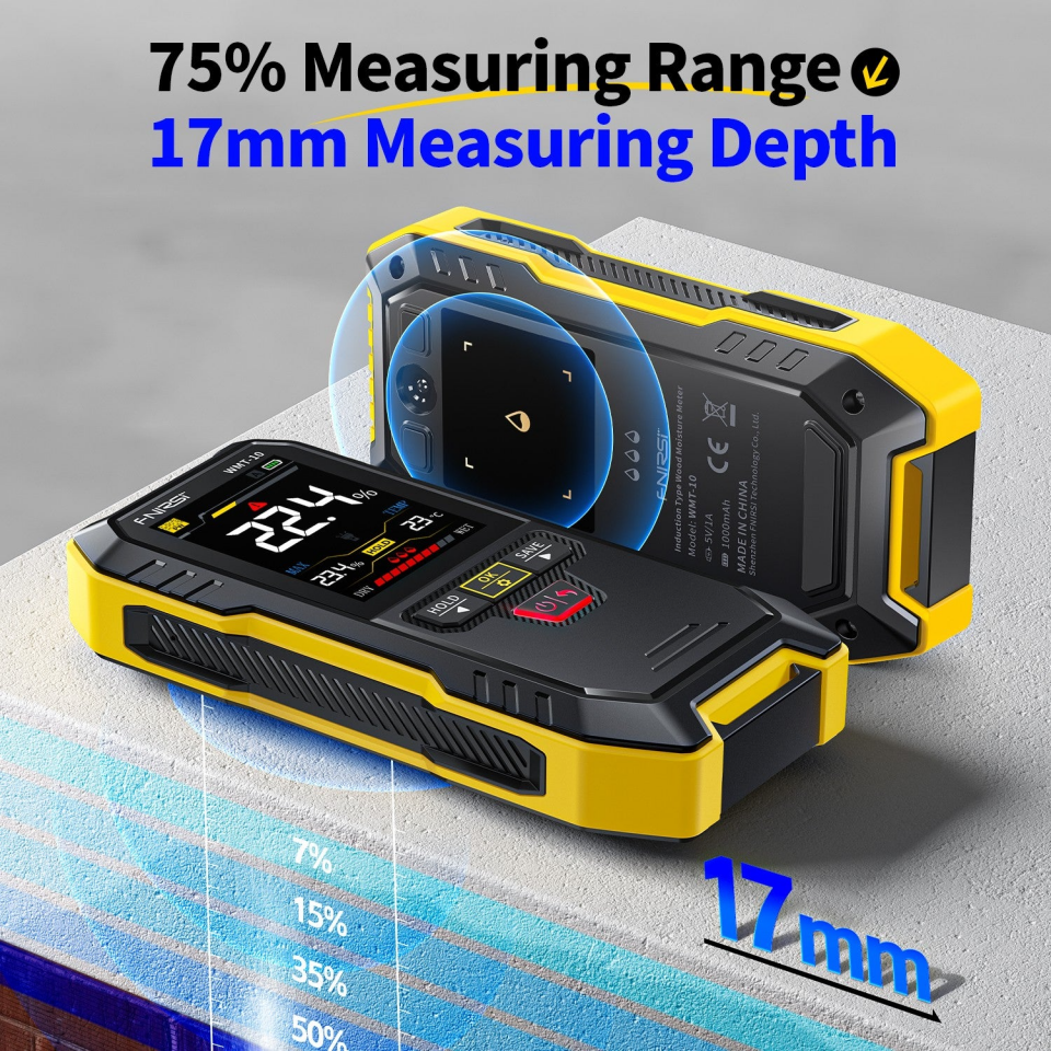 Fnirsi WMT-10 Temassız Endüktif Ahşap ve Duvar Nem Ölçer Higrometre
