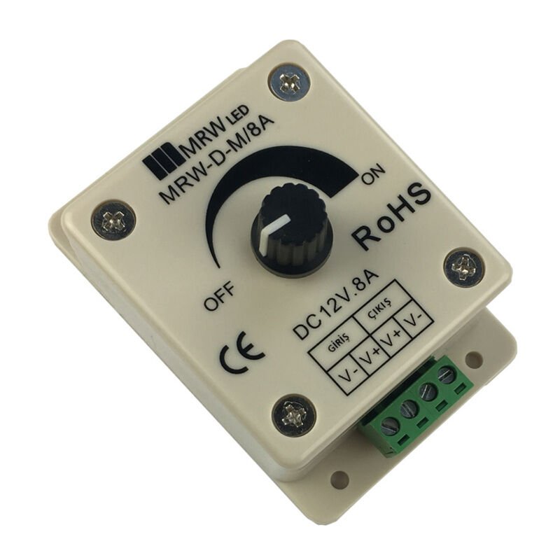 Mervesan MRW-D-M/8A 8A 12/24V 100W Şerit LED Kumandası Manuel LED Dimmer