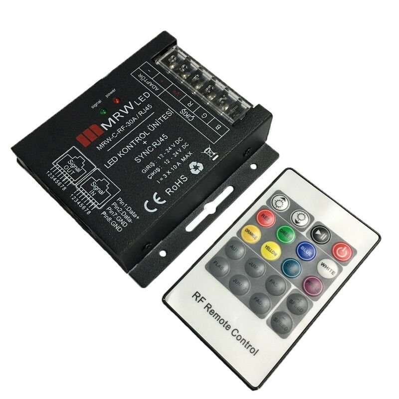 Mervesan MRW-C-RF-30A 30A 12/24V RGB Şerit LED Kumandası RF Kontrol