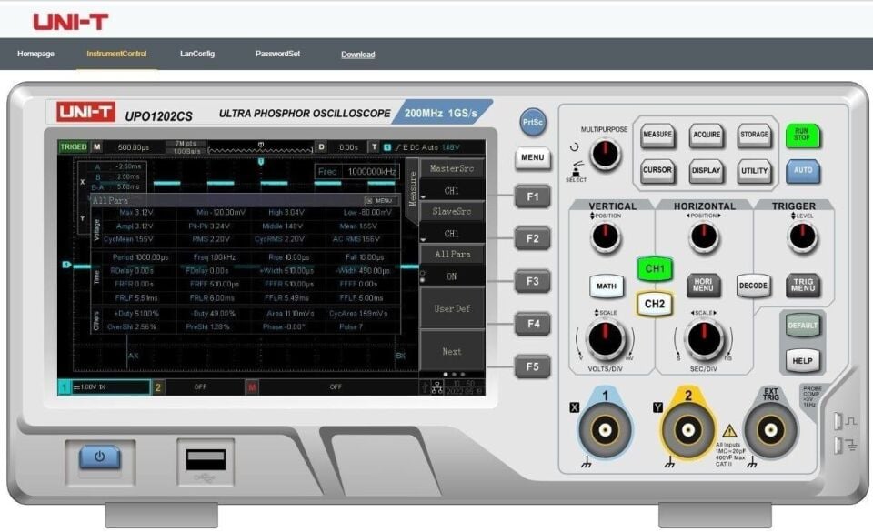 UNI-T UPO1102CS 00 MHZ 2 Kanal Dijital Osiloskop
