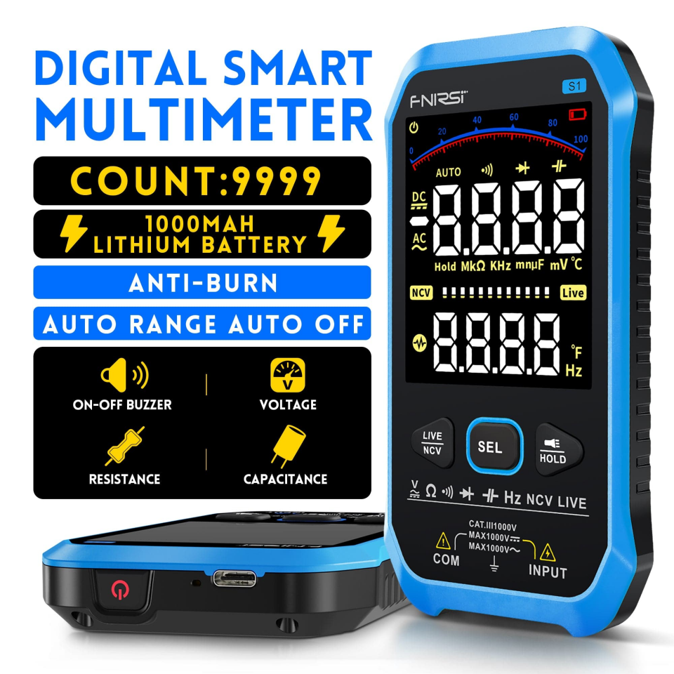 FNIRSI S1 Dijital Multimetre Otomatik Ölçüm 9999 TRMS Sayımı