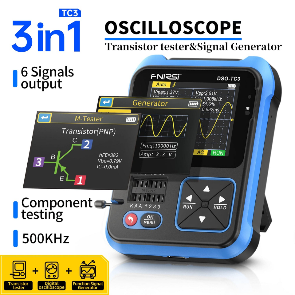 Fnirsi DSO-TC3 El Tipi Dijital Osiloskop Transistör Test Cihazı