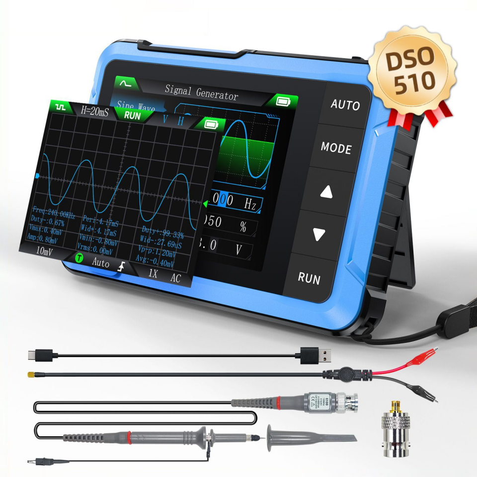 Fnirsi DSO-510H 2'si 1 Arada Mini El Tipi Dijital Osiloskop DDS Sinyal Jeneratörü