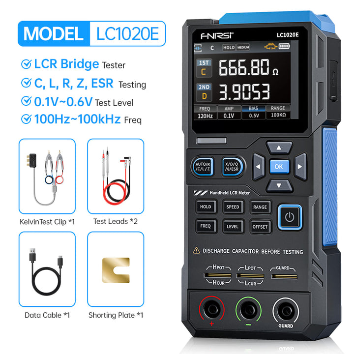 Fnirsi LC1020E Yüksek Hassasiyetli Elde Taşınabilir Dijital Köprü LCR ESR Test Cihazı